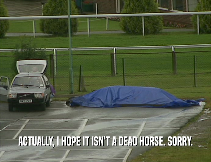 ACTUALLY, I HOPE IT ISN'T A DEAD HORSE. SORRY.
  