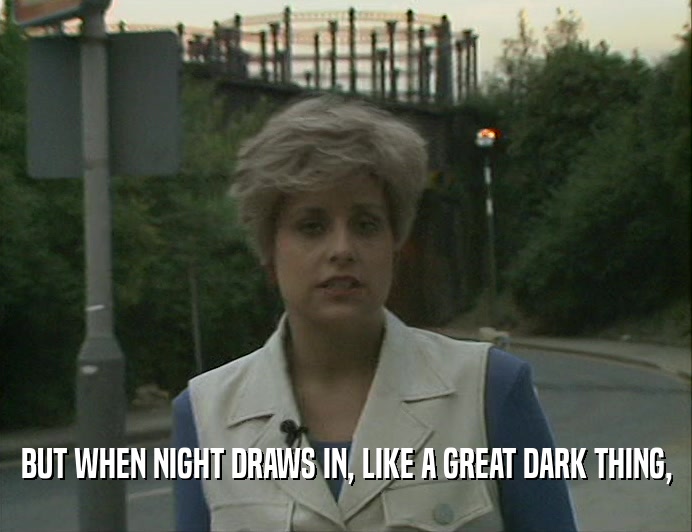 BUT WHEN NIGHT DRAWS IN, LIKE A GREAT DARK THING,
  