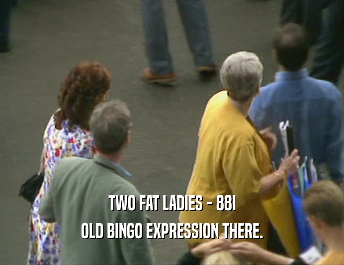 TWO FAT LADIES - 88I
 OLD BINGO EXPRESSION THERE.
 