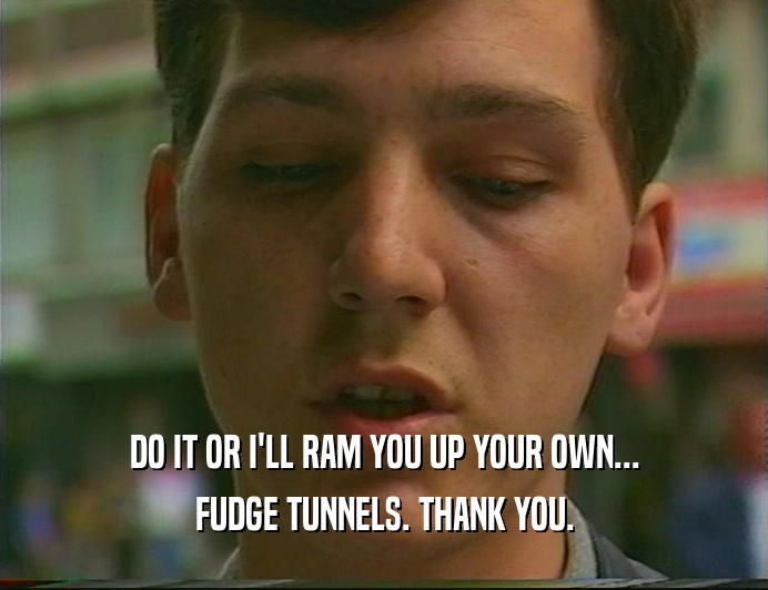 DO IT OR I'LL RAM YOU UP YOUR OWN...
 FUDGE TUNNELS. THANK YOU.
 