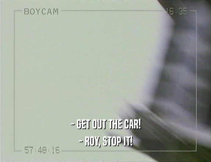 - GET OUT THE CAR! - ROY, STOP IT! 