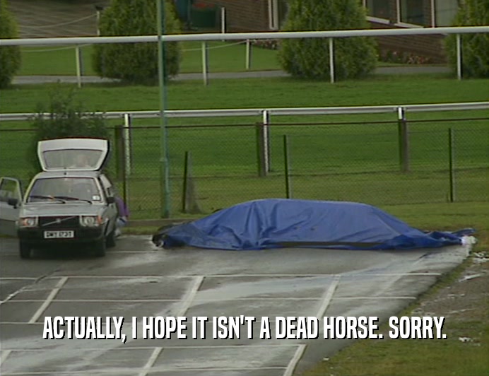 ACTUALLY, I HOPE IT ISN'T A DEAD HORSE. SORRY.
  