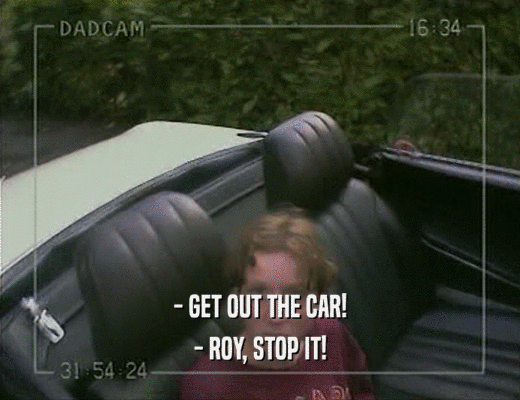 - GET OUT THE CAR!
 - ROY, STOP IT!
 