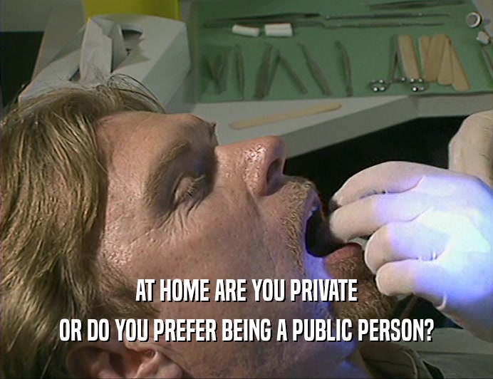 AT HOME ARE YOU PRIVATE OR DO YOU PREFER BEING A PUBLIC PERSON? 