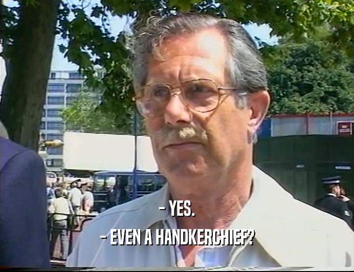 - YES. - EVEN A HANDKERCHIEF? 