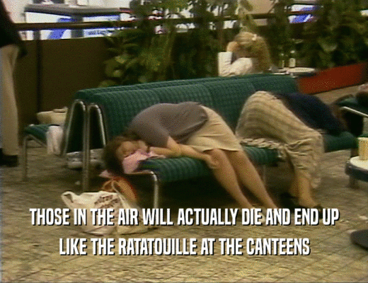 THOSE IN THE AIR WILL ACTUALLY DIE AND END UP
 LIKE THE RATATOUILLE AT THE CANTEENS
 