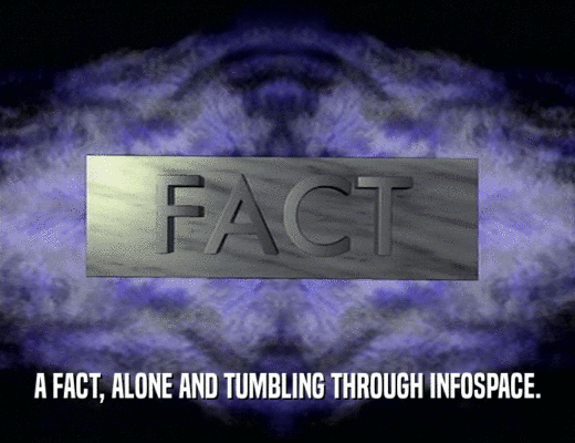 A FACT, ALONE AND TUMBLING THROUGH INFOSPACE.
  