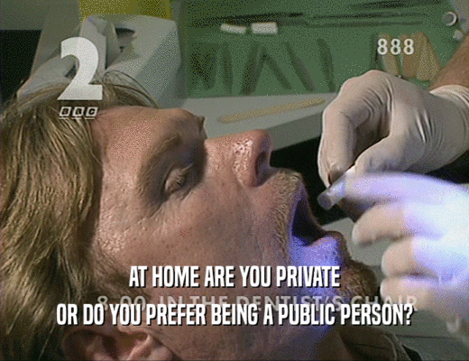 AT HOME ARE YOU PRIVATE
 OR DO YOU PREFER BEING A PUBLIC PERSON?
 