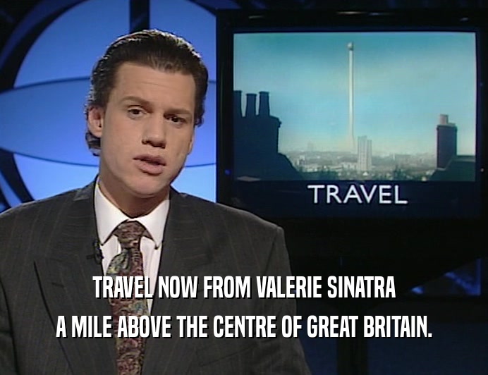 TRAVEL NOW FROM VALERIE SINATRA A MILE ABOVE THE CENTRE OF GREAT BRITAIN. 