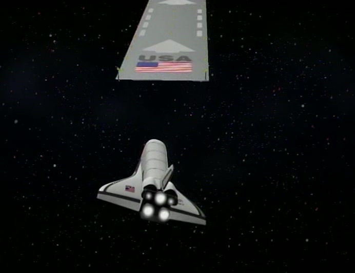 ONCE IN ORBIT, IT WILL HURTLE TOWARDS A RAMP
 AND LEAP OVER A LINE OF 12 OTHER SHUTTLES.
 