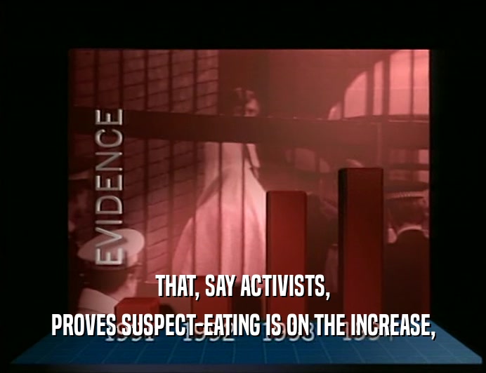 THAT, SAY ACTIVISTS, PROVES SUSPECT-EATING IS ON THE INCREASE, 