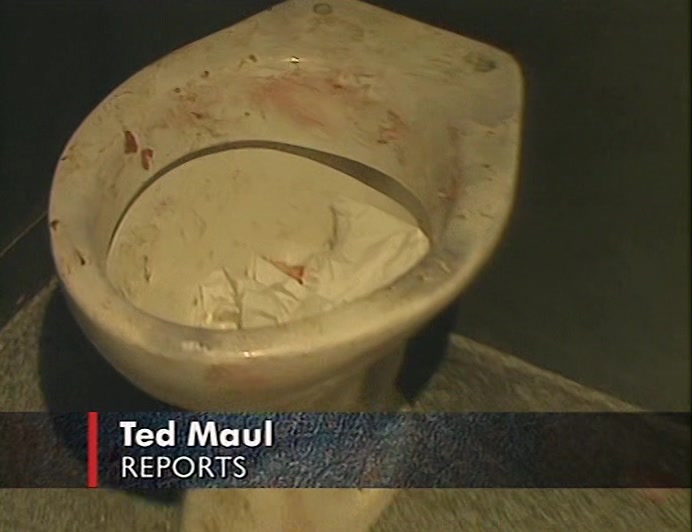 THE NEXT DETAINEE COMPLAINS OF A DRAIN BLOCKED WITH BLOOD, AND FAT ON HIS FLOOR. 