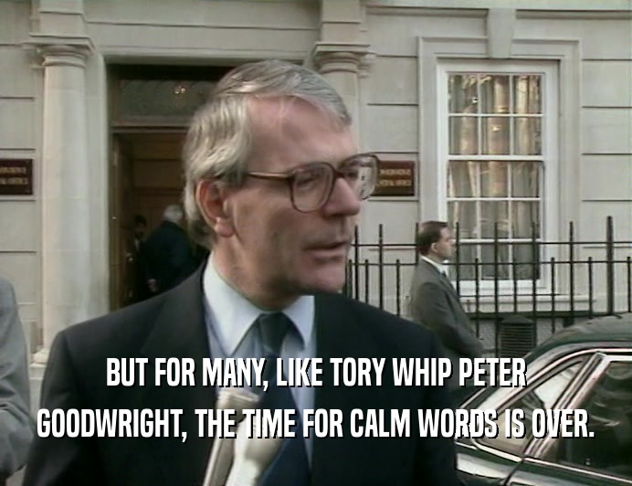 BUT FOR MANY, LIKE TORY WHIP PETER
 GOODWRIGHT, THE TIME FOR CALM WORDS IS OVER.
 