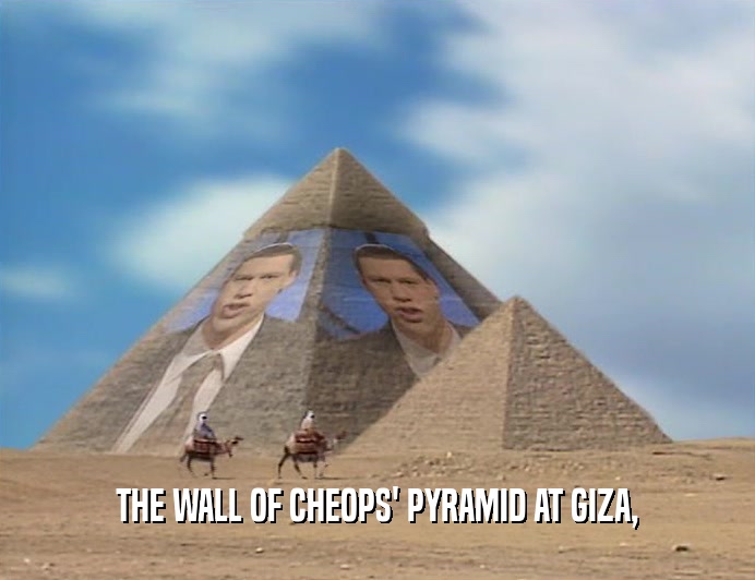 THE WALL OF CHEOPS' PYRAMID AT GIZA,
  