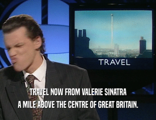 TRAVEL NOW FROM VALERIE SINATRA
 A MILE ABOVE THE CENTRE OF GREAT BRITAIN.
 