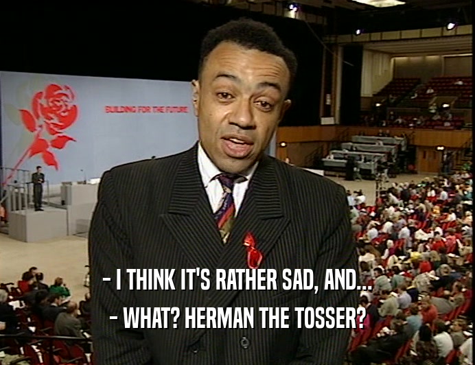 - I THINK IT'S RATHER SAD, AND... - WHAT? HERMAN THE TOSSER? 