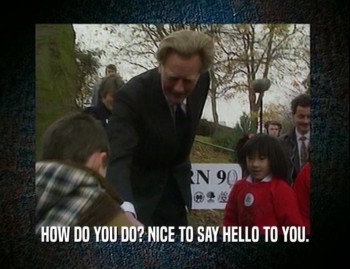 HOW DO YOU DO? NICE TO SAY HELLO TO YOU.  
