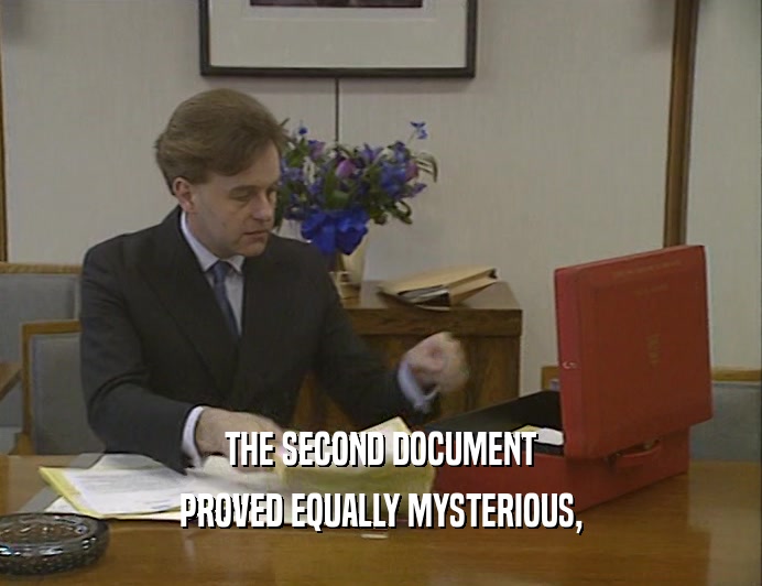 THE SECOND DOCUMENT PROVED EQUALLY MYSTERIOUS, 
