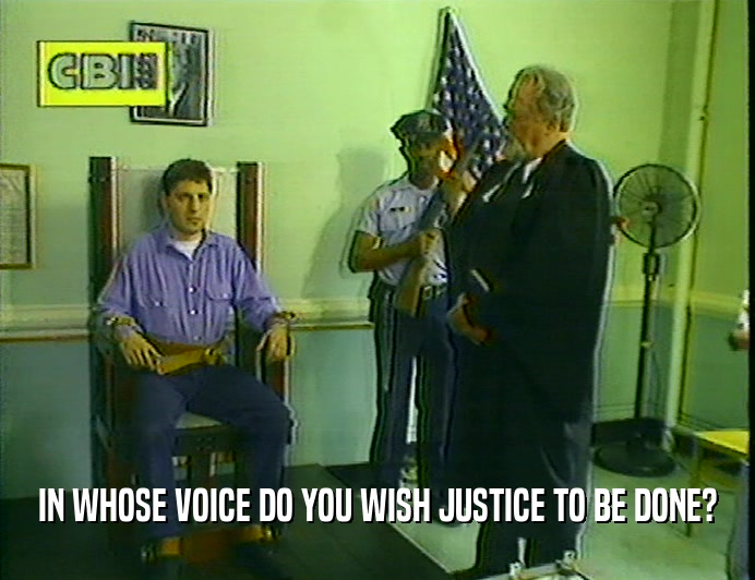 IN WHOSE VOICE DO YOU WISH JUSTICE TO BE DONE?
  