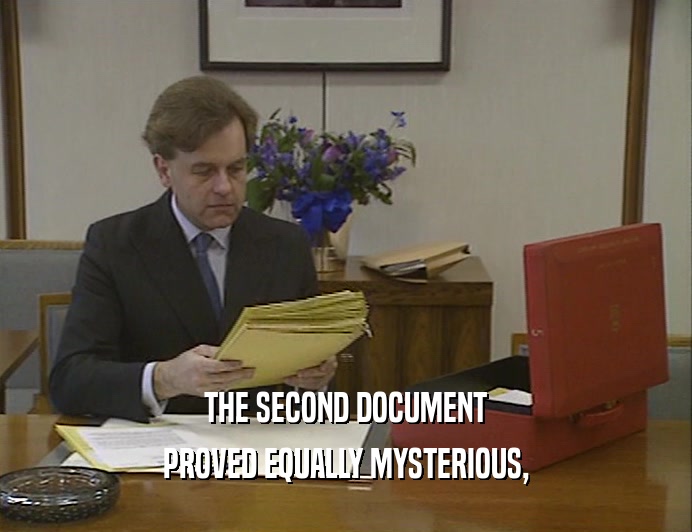 THE SECOND DOCUMENT PROVED EQUALLY MYSTERIOUS, 