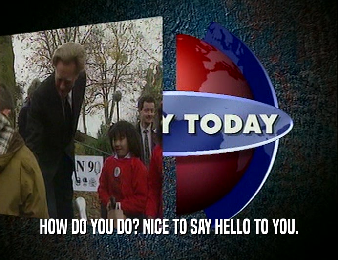 HOW DO YOU DO? NICE TO SAY HELLO TO YOU.  