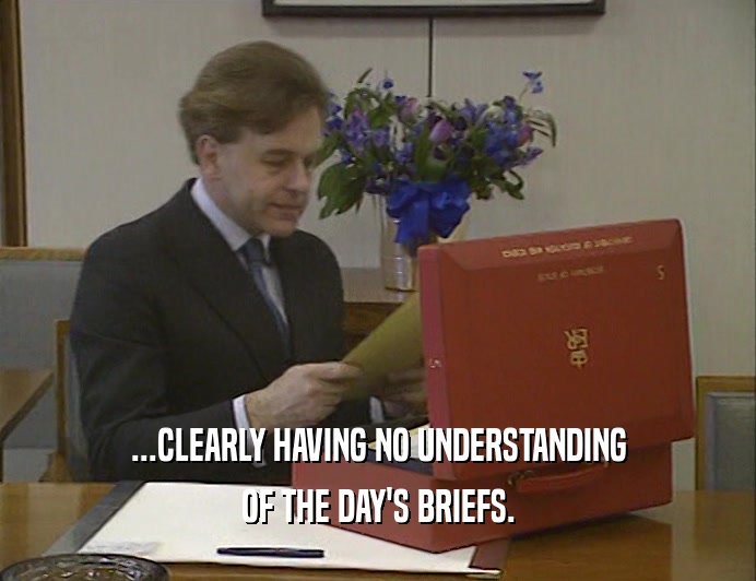 ...CLEARLY HAVING NO UNDERSTANDING OF THE DAY'S BRIEFS. 