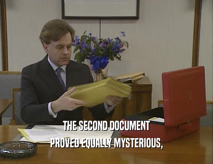 THE SECOND DOCUMENT PROVED EQUALLY MYSTERIOUS, 