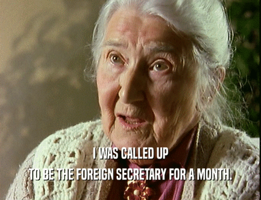 I WAS CALLED UP TO BE THE FOREIGN SECRETARY FOR A MONTH. 