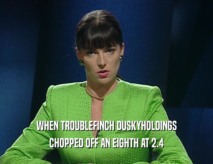 WHEN TROUBLEFINCH DUSKYHOLDINGS
 CHOPPED OFF AN EIGHTH AT 2.4
 