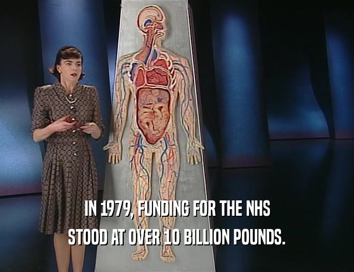 IN 1979, FUNDING FOR THE NHS
 STOOD AT OVER 1O BILLION POUNDS.
 
