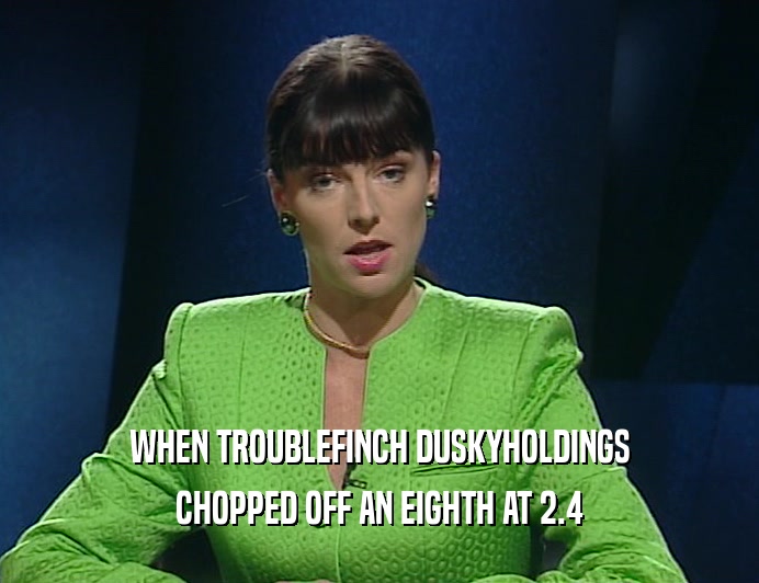 WHEN TROUBLEFINCH DUSKYHOLDINGS
 CHOPPED OFF AN EIGHTH AT 2.4
 