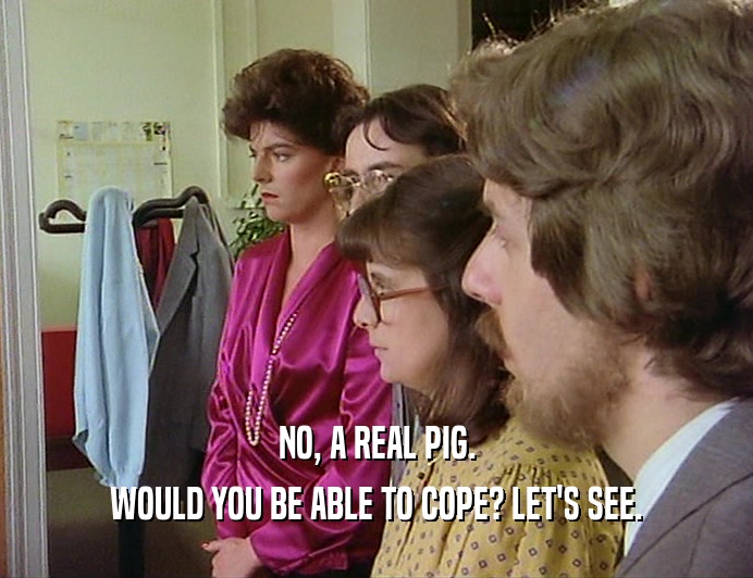 NO, A REAL PIG.
 WOULD YOU BE ABLE TO COPE? LET'S SEE.
 