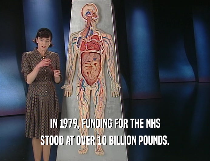 IN 1979, FUNDING FOR THE NHS
 STOOD AT OVER 1O BILLION POUNDS.
 