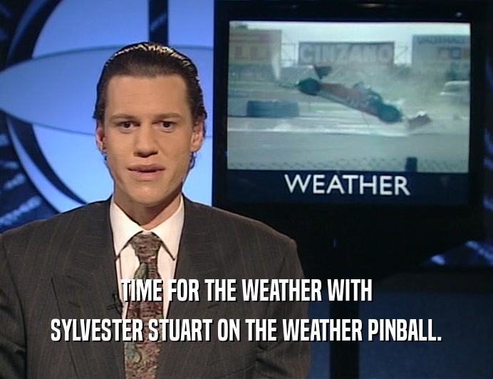 TIME FOR THE WEATHER WITH SYLVESTER STUART ON THE WEATHER PINBALL. 