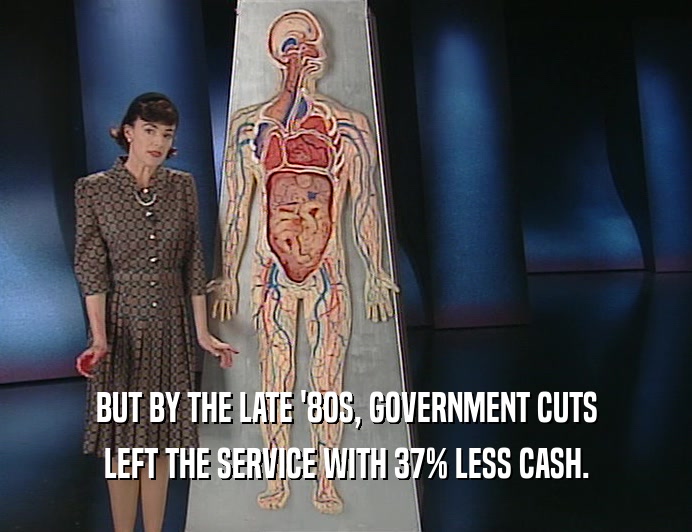 BUT BY THE LATE '8OS, GOVERNMENT CUTS
 LEFT THE SERVICE WITH 37% LESS CASH.
 