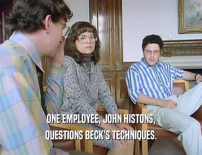 ONE EMPLOYEE, JOHN HISTONS,
 QUESTIONS BECK'S TECHNIQUES.
 