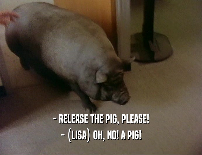 - RELEASE THE PIG, PLEASE!
 - (LISA) OH, NO! A PIG!
 