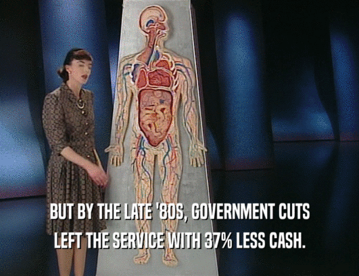 BUT BY THE LATE '8OS, GOVERNMENT CUTS LEFT THE SERVICE WITH 37% LESS CASH. 