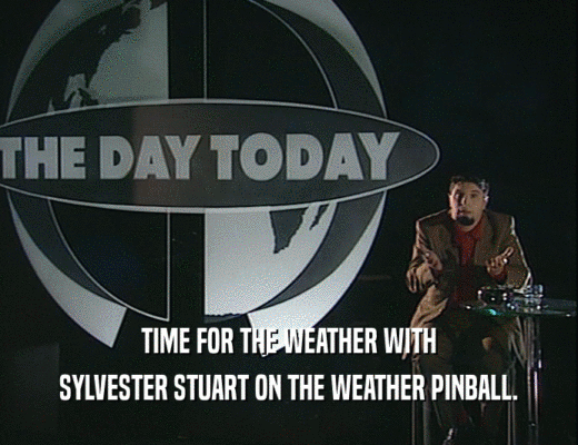 TIME FOR THE WEATHER WITH
 SYLVESTER STUART ON THE WEATHER PINBALL.
 