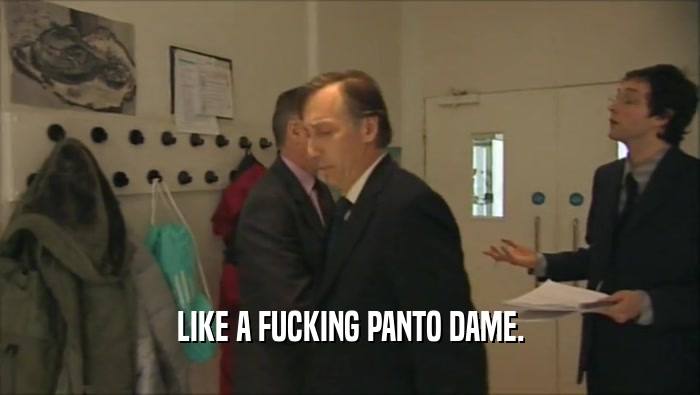 LIKE A FUCKING PANTO DAME.  