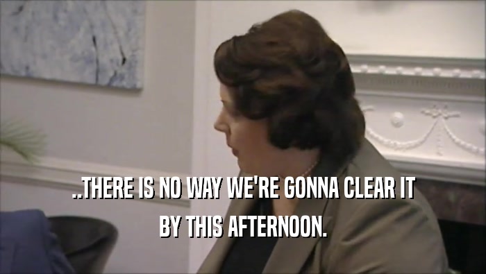 ..THERE IS NO WAY WE'RE GONNA CLEAR IT BY THIS AFTERNOON. 
