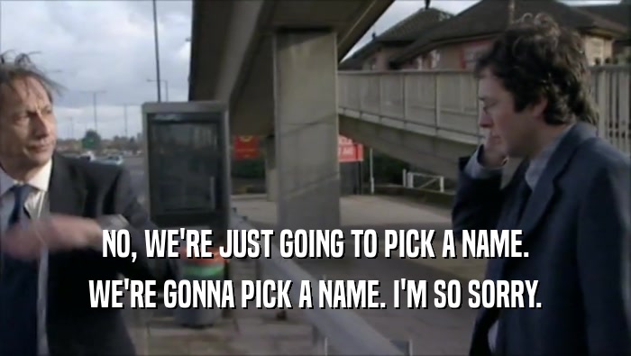 NO, WE'RE JUST GOING TO PICK A NAME. WE'RE GONNA PICK A NAME. I'M SO SORRY. 