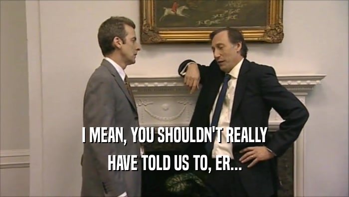 I MEAN, YOU SHOULDN'T REALLY HAVE TOLD US TO, ER... 