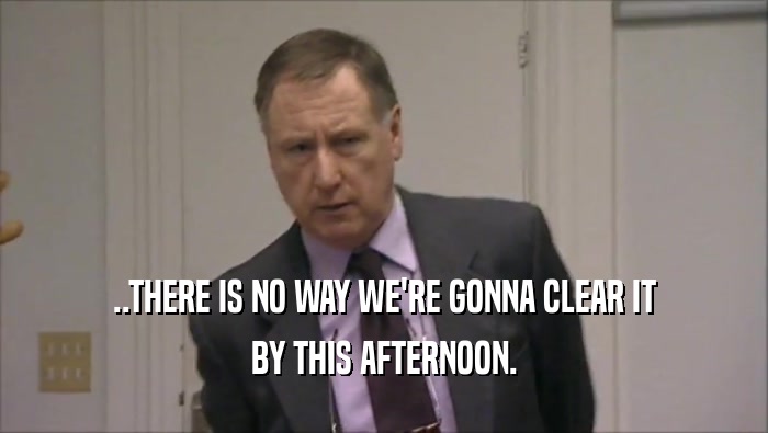 ..THERE IS NO WAY WE'RE GONNA CLEAR IT BY THIS AFTERNOON. 
