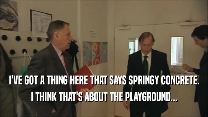 I'VE GOT A THING HERE THAT SAYS SPRINGY CONCRETE. I THINK THAT'S ABOUT THE PLAYGROUND... 