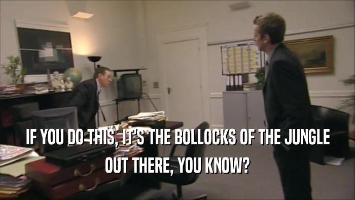 IF YOU DO THIS, IT'S THE BOLLOCKS OF THE JUNGLE OUT THERE, YOU KNOW? 