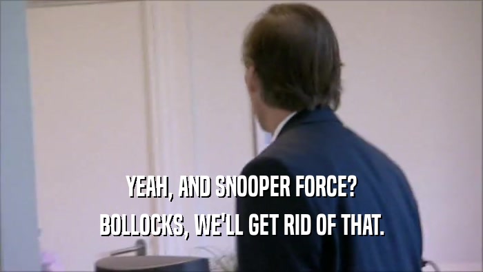 YEAH, AND SNOOPER FORCE? BOLLOCKS, WE'LL GET RID OF THAT. 