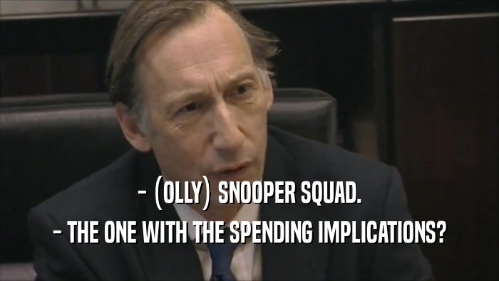 - (OLLY) SNOOPER SQUAD. - THE ONE WITH THE SPENDING IMPLICATIONS? 