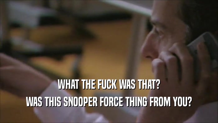 WHAT THE FUCK WAS THAT? WAS THIS SNOOPER FORCE THING FROM YOU? 