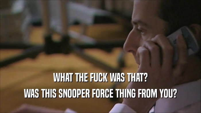 WHAT THE FUCK WAS THAT? WAS THIS SNOOPER FORCE THING FROM YOU? 